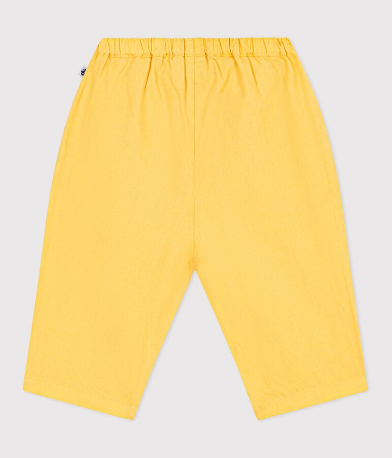 Pantal&oacute;n liso de algod&oacute;n/lino para beb&eacute; amarillo