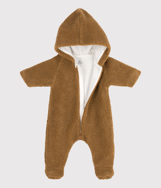 Mono buzo con capucha de bebé de sherpa marron BRINDILLE