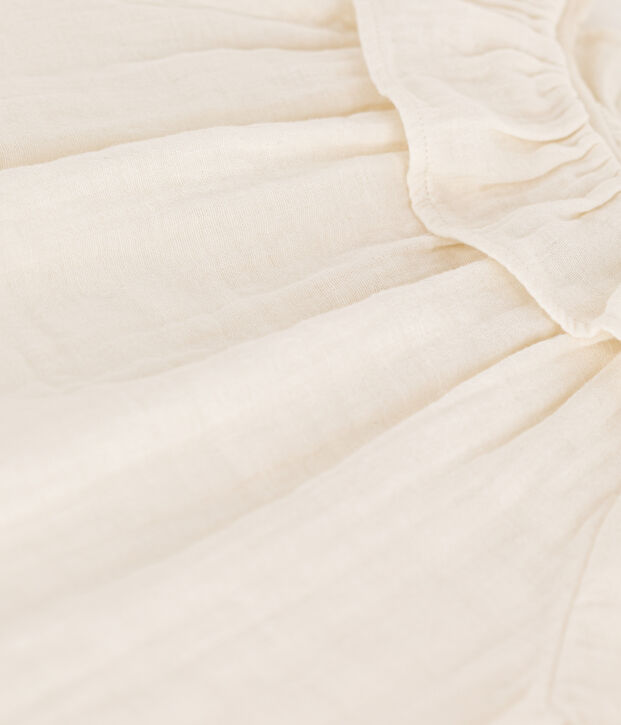 Blusa de gasa de algod&oacute;n para ni&ntilde;a blanco