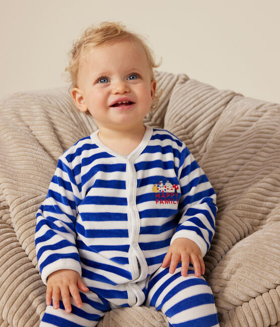 Pijama de terciopelo de Navidad para bebé azul CALVIN/ MARSHMALLOW
