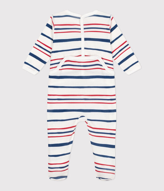 Pijama de algodón a rayas con abertura trasera para bebé blanco ECUME/ INCOGNITO/ MULTICO
