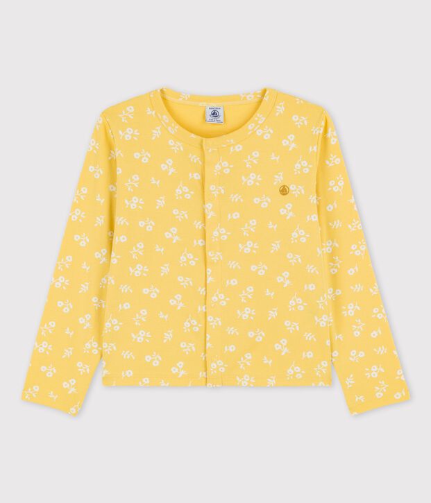 C&aacute;rdigan estampado de algod&oacute;n de ni&ntilde;a amarillo/blanco