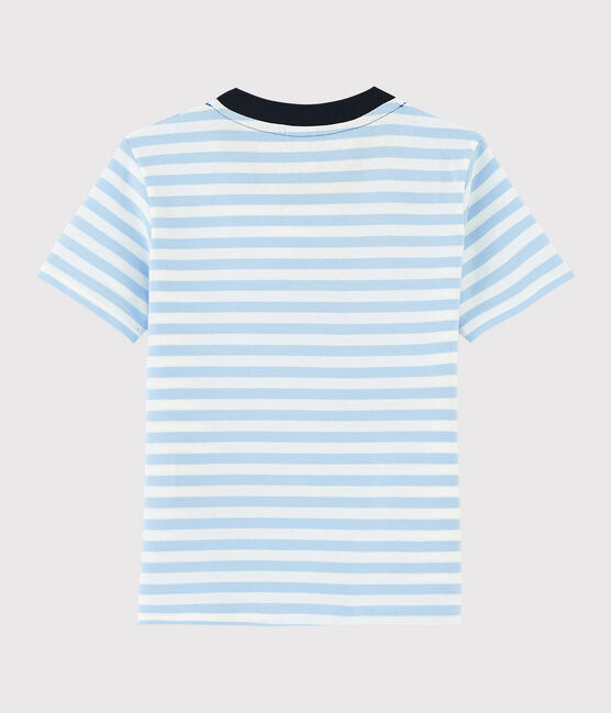 Camiseta de manga corta de punto de niño azul JASMIN/blanco MARSHMALLOW