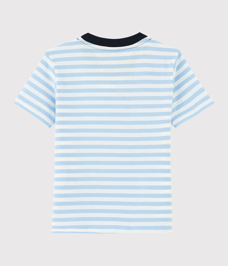 Camiseta de manga corta de punto de ni&ntilde;o azul/blanco