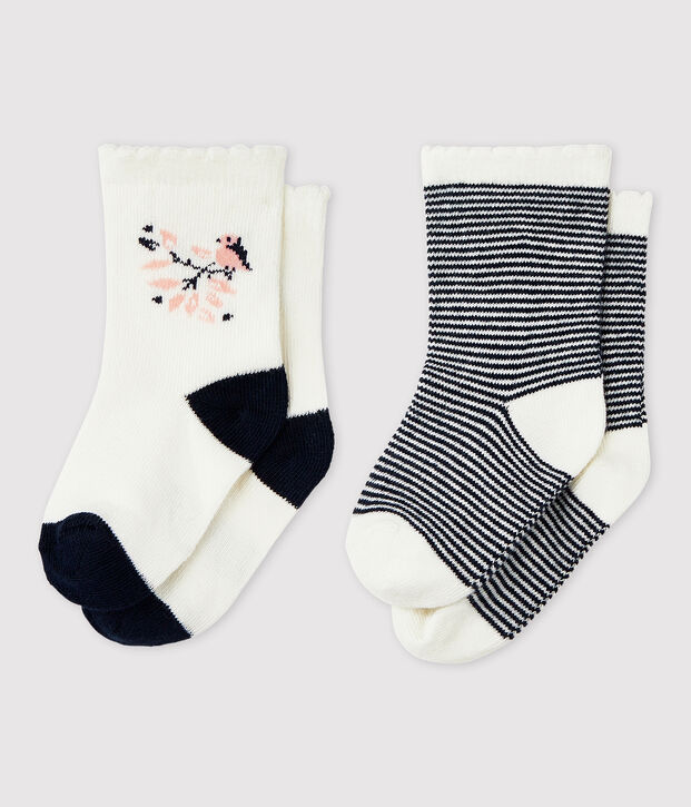 Lote de 2 pares de calcetines con estampado de beb&eacute; ni&ntilde;a multicolor