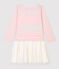 Vestido de manga larga de algodón y tul de niña rosa MINOIS/ MARSHMALLOW ARGENT BRILLANT