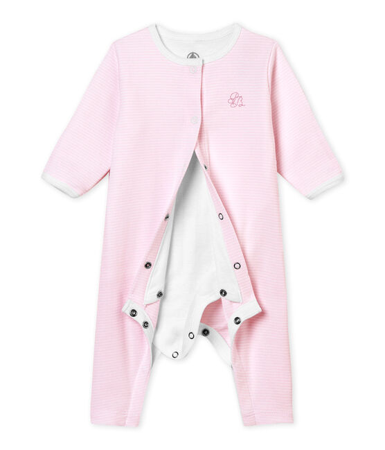 El Bodi pijama bebé mixto rosa VIENNE/blanco ECUME