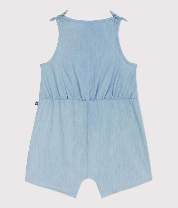 Pelele corto de chambray para beb&eacute; azul