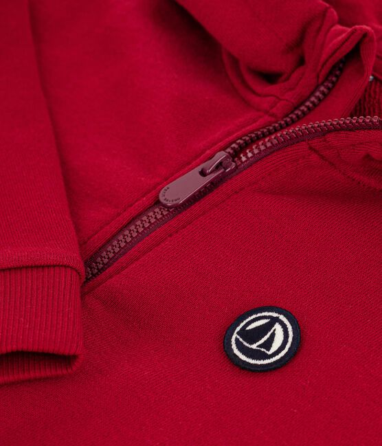 Sudadera infantil de algodón liso con cremallera AMARANTE