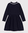 Vestido infantil de manga larga de algodón azul SMOKING