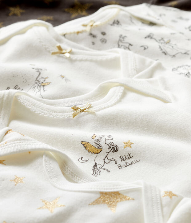 Juego de 5 bodis de manga larga para beb&eacute; ni&ntilde;a multicolor