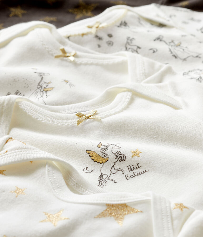 Juego de 5 bodis de manga larga para beb&eacute; ni&ntilde;a multicolor