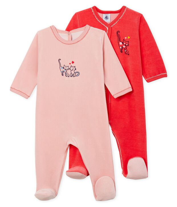 D&uacute;o de pijamas de terciopelo para beb&eacute; multicolor