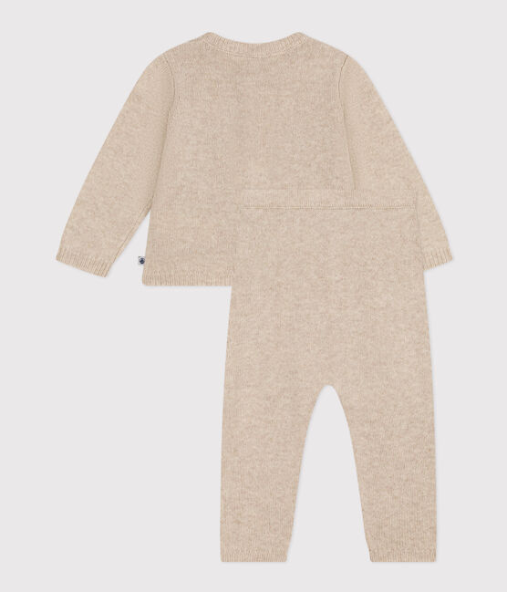 Conjunto de punto jacquard para bebé beige MONTELIMAR/blanco MULTICO