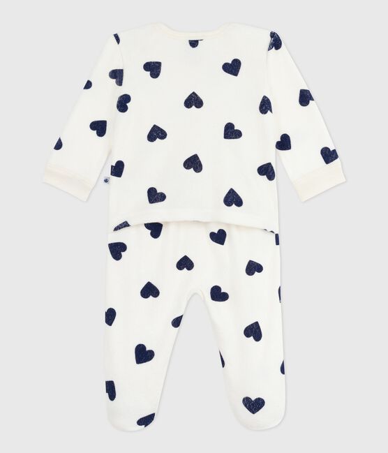 Pijama de algodón con corazón y abertura sin botones de presión con estampado de corazón para bebé azul MILK/ SOIR