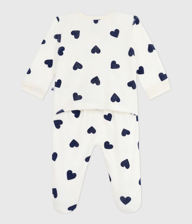 Pijama de algod&oacute;n con estampado de coraz&oacute;n y abertura sin botones de presi&oacute;n para beb&eacute; azul/azul