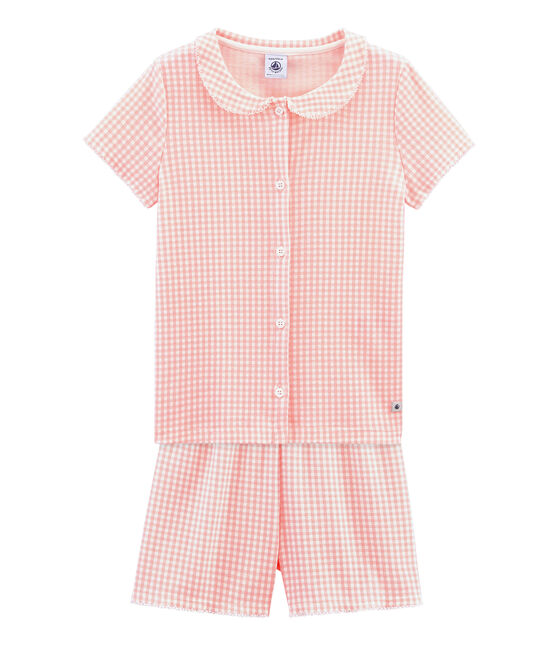 Pijama corto de punto para niña blanco MARSHMALLOW/rosa ROSAKO