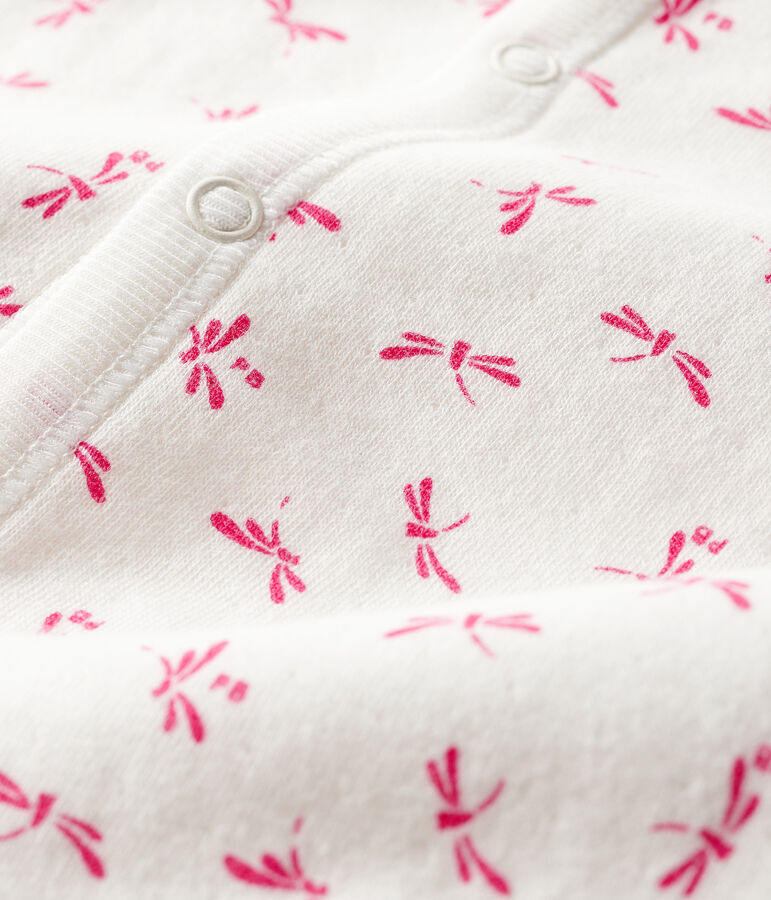 Mono-saco para beb&eacute; de punto blanco MARSHMALLOW/rosa GROSEILLER