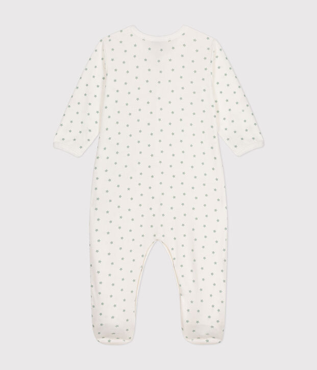 Pijama para beb&eacute; con estrella peque&ntilde;a de algod&oacute;n blanco/verde