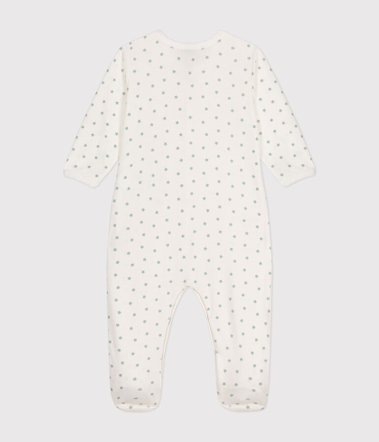 Pijama para beb&eacute; con estrella peque&ntilde;a de algod&oacute;n blanco/verde