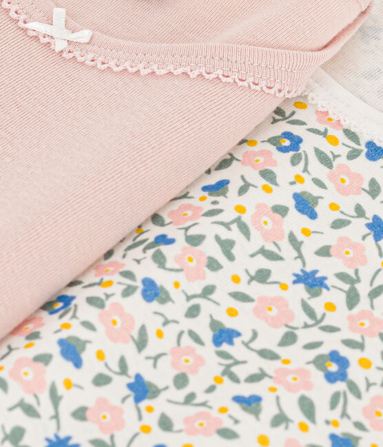 Juego de 2 camisetas de algodón de manga corta con flores para niña variante 1