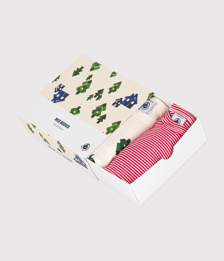 Juego de 3 bodis de algod&oacute;n de manga larga con abetos para beb&eacute; variante 1