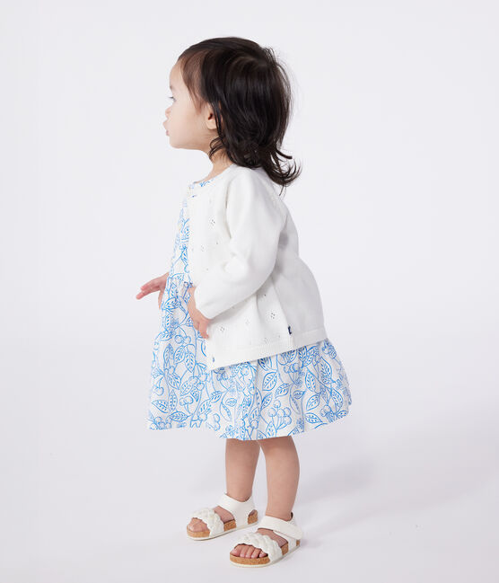 Cárdigan de algodón de punto de fantasía para bebé blanco MARSHMALLOW