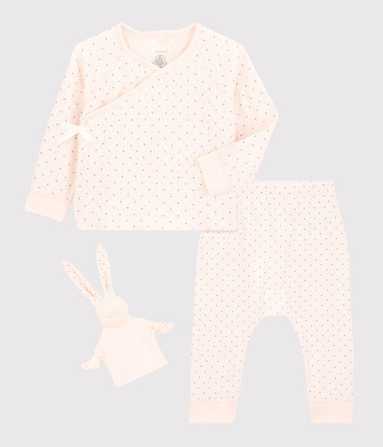 Conjunto de 3 prendas rosas de bebé niña de algodón ecológico rosa FLEUR/azul EDNA