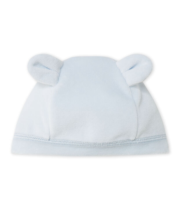 Gorro de nacimiento en terciopelo para beb&eacute; unisex azul