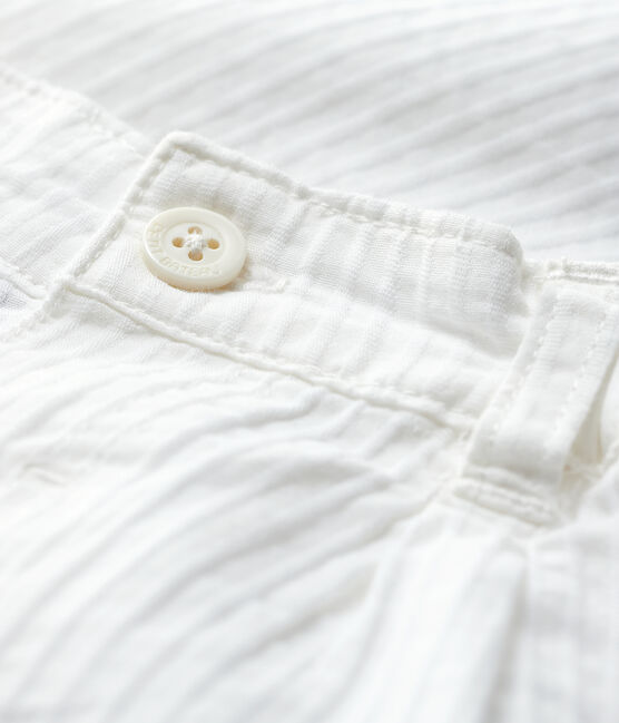 Pantalón de vestir de rayas de popelina de bebé niño blanco MARSHMALLOW