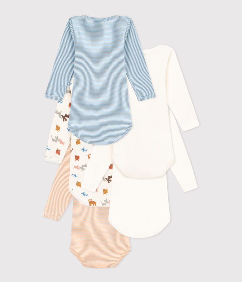 Juego de 5 bodis de algod&oacute;n de manga larga con perros para beb&eacute; multicolor