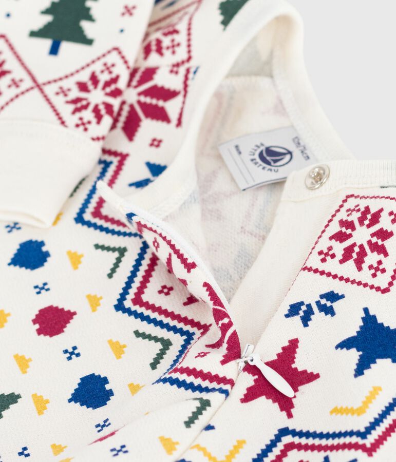 Pijama de felpa cepillada con cremallera y estampado de Navidad para beb&eacute; crudo/multicolor