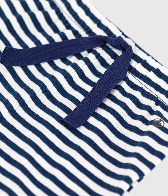 Shorts de punto flameado a rayas para bebé azul MEDIEVAL/blanco MARSHMALLOW