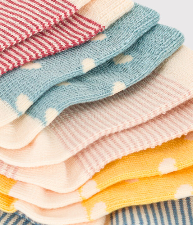 Juego de 5 pares de calcetines de punto de algod&oacute;n con corazones para beb&eacute; multicolor