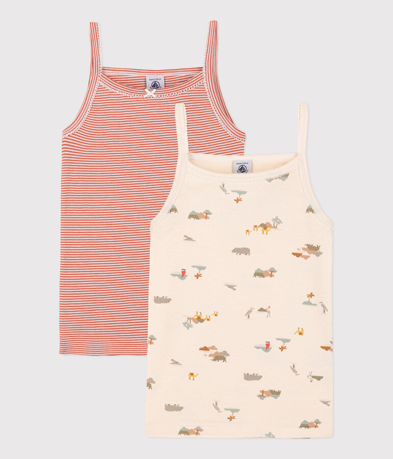 Juego de 2 camisetas de algod&oacute;n de tirantes con animales para ni&ntilde;a multicolor
