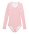 Body de algodón y lana para mujer rosa CHEEK/blanco MARSHMALLOW
