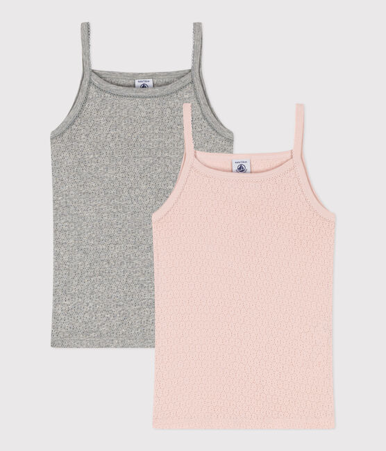 Juego de 2 camisetas de tirantes de algodón calado para niña variante 1