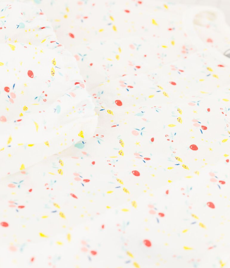 Vestido de manga corta de frutas con braguitas bloomer de tejido tubular de urdimbre y trama de algod&oacute;n ecol&oacute;gico de beb&eacute; ni&ntilde;a blanco/multicolor