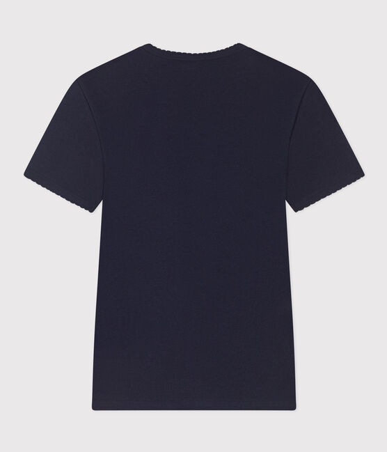 Camiseta ICÓNICA de punto «cocotte» de algodón orgánico para mujer azul SMOKING