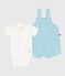 Conjunto de peto y body de algodón para recién nacido azul AQUATIC