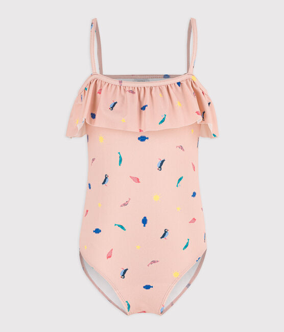 Bañador estampado para niña rosa SALINE/blanco MULTICO