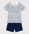 Pijama infantil corto de algodón con estampado de París azul MEDIEVAL/blanco MULTICO