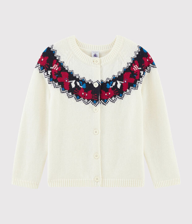 C&aacute;rdigan de lana y algod&oacute;n para ni&ntilde;a blanco/multicolor