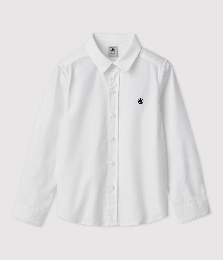 Camisa de algod&oacute;n Oxford de ni&ntilde;o blanco