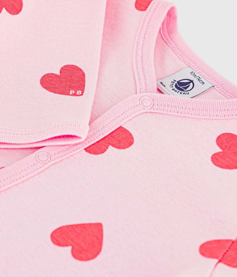Pijama de algod&oacute;n con estampado de corazones para beb&eacute; rosa/naranja