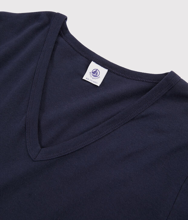 Camiseta de cuello de pico emblem&aacute;tica de algod&oacute;n de mujer SMOKING