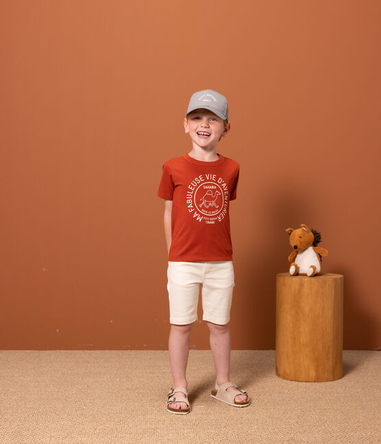 Camiseta de algodón de manga corta para niño rojo HARISSA