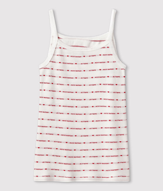 Camiseta de tirantes de algodón para mujer blanco MARSHMALLOW/rojo TERKUIT