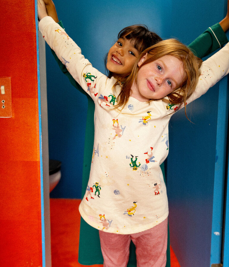 Camis&oacute;n fosforescente de mulet&oacute;n y algod&oacute;n de ni&ntilde;a crudo/multicolor