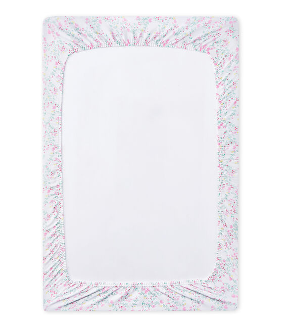 Sábana ajustable de 120x60 para bebé niña blanco ECUME/blanco MULTICO